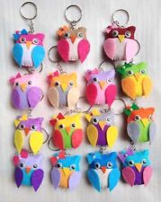 Set of Handmade Felt Craft Key Tags Kids Alphabet Multi Color Owls Key Chains picture