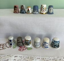  Vintage Ceramic Metal Thimbles Various Designs Collectible Lot of 12. picture