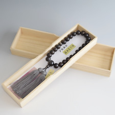 Ebony wood Silver Obsidian Japanese Juzu Buddhist Prayer beads Handmade in Kyoto picture