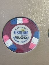 $5 El San Juan Baccarat Puerto Rico Casino Chip ESJ-5AA **Rare Chip** picture