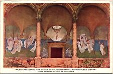 Muses Welcoming Genius Enlightenment Boston Public Library Painting WB Postcard picture