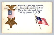 GAR, GAR Emblem, Flag, Poem, Embossed, Antique, Vintage c1914 Postcard picture