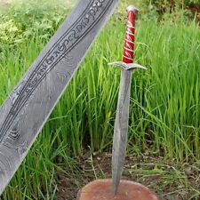 WILD CUSTOM HANDMADE 19 INCHES LONG IN DAMASCUS STEEL HUNTING STING KNIFE picture