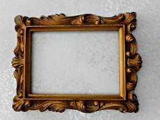Vintage~Ornate~5x7 Picture Frame~Antique Gold~Glass Front~Resin~Scrollwork~Retro picture