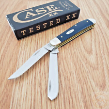 Case XX Mini Trapper Pocket Knife Stainless Blades Blue Smooth Synthetic Handle picture