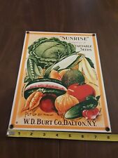 VTG W.D.Burt Co Sunrise Vegetable Seeds Metal Sign 11 x 8 Ande Rooney picture