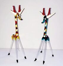 2 Vintage Seattle studio glass Christmas Giraffe Figurines Filled w/ Fluid picture