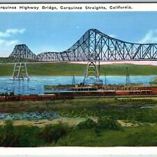 c1920s Carquinez Straights, Cal Highway Bridge Train Railway Tracks PNC PCH A216 picture