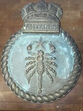 Original 1940's HMS ANTARES Bronze Ship's Badge Royal Navy US & CA Minesweeper  picture