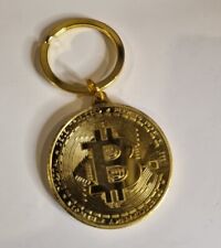 New BTC Keychain Gold Plated Bitcoin Physical Coin Crypto currency B$ Money Cool picture