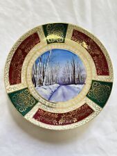 Antique Porcelain Cabinet Plate Hand Painted Winter Scene picture
