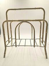 MAGAZINE Rack Stand Metal Bamboo-Style Goldtone Album Vintage MCM Light Weight A picture