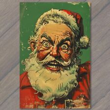 POSTCARD Evil Santa Christmas Nostalgic Weird Festive Scary Unusual Creepy XMAS picture