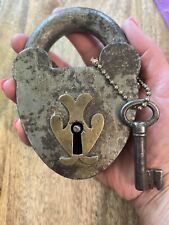 Vintage Antique Old Large Padlock With Key Lock picture