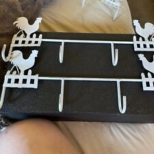 Vintage White Rooster Towel Holder 14” - 2 picture