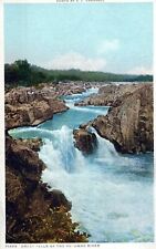Great Falls Of The Potomac River Nature Waterfall Vintage White Border Post Card picture