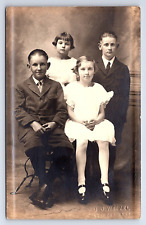 Postcard RPPC Four Children Posed, Marked as Sabetha, Kansas Photographer picture