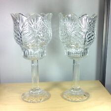 Two Vintage Shannon Crystal Candle Holders Ireland Clear Glass picture