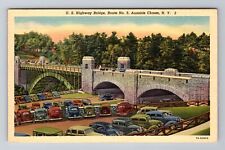 Ausable Chasm NY-New York, Aerial US Highway Bridge, Antique, Vintage Postcard picture