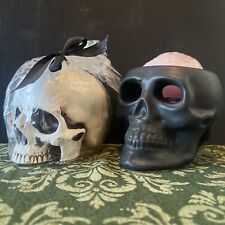 Set Of 2 Vintage SKULL HALLOWEEN CANDLES World Market Sealed Exposed Brain picture