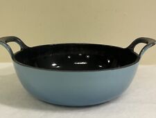Bruntmor Enamel Balti Double Loop Handle Cast Iron Dish Turquoise Blue Bowl picture