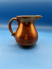 Vintage Copper Painted Over Ceramic Pitcher Signed Italy 5” picture