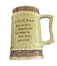 Mini Beer Mug 'An Irish Toast' 1970s Avocado Green and Brown Ceramic 4 oz. stein picture