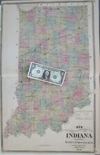 XXL IN 1876 Dated INDIANA Original Wall Map Art Print Decor Genuine 19th Century picture