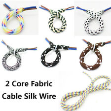 Coloured Braided Lighting 2 Core Fabric Cable Silk Wire Flex Cord Vintage Retro picture