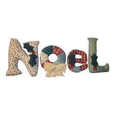 Vintage Handmade Plush Stuffed Noel Spell Out Pillows Christmas Decor Kitsch picture