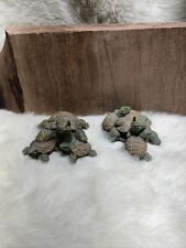 Two Adorable Resin Turtle Figurines Family Smile picture