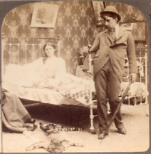 1897 Wife Giving Husband a Disgusted Look.  Underwood  Stereoview Photo picture