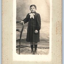 c1870s Houilles, France Boy in Dress CdV Size Cabinet Card Photo L Ryckman H16 picture