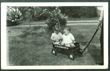 Two little boys in Playmate Coaster Wagon snapshot ca 1950s picture