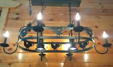 Vtg HUGE Farmhouse Country Rooster Island Chandelier Light Fixture Rustic Cabin  picture