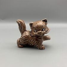 Vintage Ceramic Kitty Cat Brown Fur 2.5