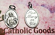 Sacred Heart of Jesus - Have Mercy on Us -  Italian Silver Tone OX 1 inch Medal  picture