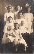 1911 Sioux Falls SD RPPC Photo Postcard 7 Girls in White Dresses / Turner Family picture