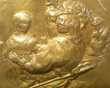 Antique 18th Century CANDLE WALL BOX Dutch Brass Repousse REMBRANDT ART picture