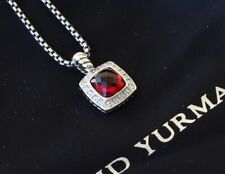 David Yurman Women's Sterling Silver 7mm Albion Necklace Garnet with Diamonds picture
