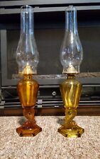 Beautiful Vintage Light Or Dark Amber Glass Sea Serpent Oil Lamp  picture