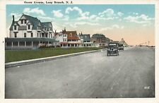 Postcard ~ Long Branch, New Jersey, Autos on Ocean Avenue - 1927 picture