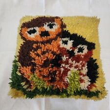 Adorable Vintage 1970s Owls Latch Hook Pillow - 12