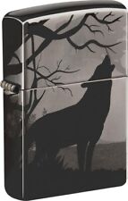 Zippo 49188, Howling Wolves Design, 360 Laser, Black Ice Finish Lighter picture