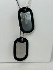 Genuine Embossed Personalized Military Issue Stainless Matte Finish Dog Tag Set picture