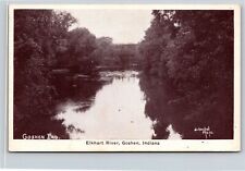 Goshen Indiana~Elkhart River & Bridge~B&W Photo~Made In USA~Vintage Postcard picture