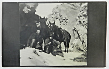1920's Two Men Taking Rest with Horses in Rough Terrain - Vintage Postcard picture