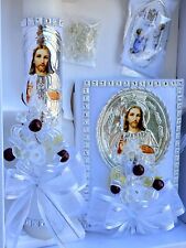 New Boys First Communion Candle Box Gift 4Pc Set Spanish Missal Vela English picture