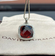 David Yurman Silver Albion 17mm Citrine & Diamond Pendant Necklace 18
