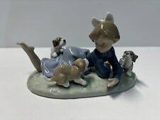Lladro #5594 Playful Romp Girl & Puppies 1988 Figurine With Box picture